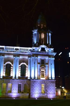 Belfast City Hall, Donegal Square, Belfast HB26/50/001A, grade A. floodlit front elevation