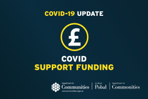 Blue Infographic which says Covid support funding