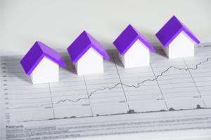 Statistical graphic showing plastic houses