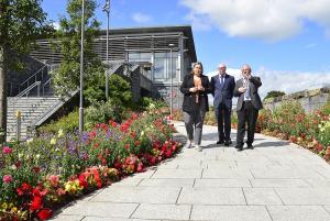 Minister Hargey with Chair of Fermanagh and Omagh District Council, Barry McElduff and Kieran McCrory of Fermanagh and Omagh District Council